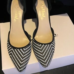 Callisto Women's Black and White Heels